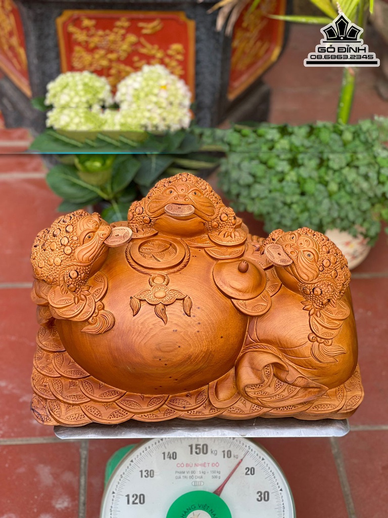 Tượng Cóc(Tam Cóc)Chấn Bình Gỗ Ngọc Am Cao 32 Ngang 52 Sâu 35 (cm) 0