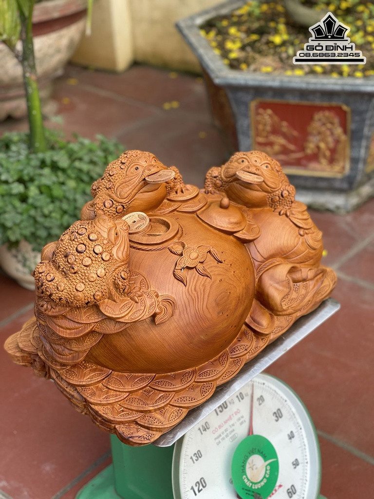 Tượng Cóc(Tam Cóc)Chấn Bình Gỗ Ngọc Am Cao 32 Ngang 52 Sâu 35 (cm) 2