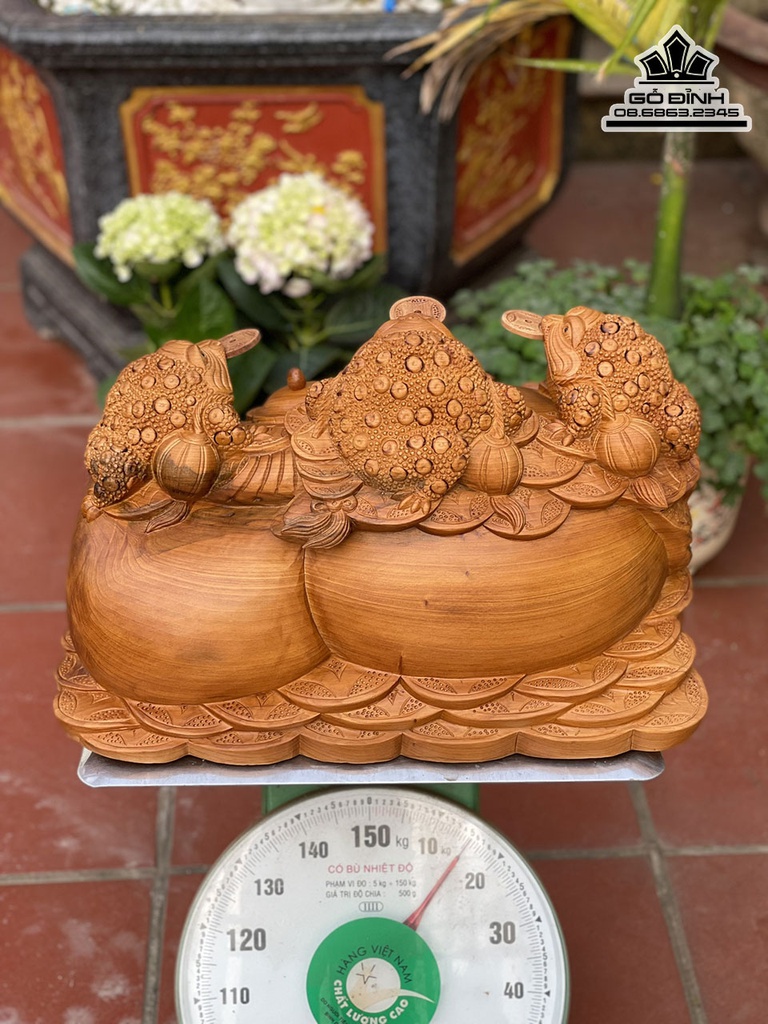 Tượng Cóc(Tam Cóc)Chấn Bình Gỗ Ngọc Am Cao 32 Ngang 52 Sâu 35 (cm)6
