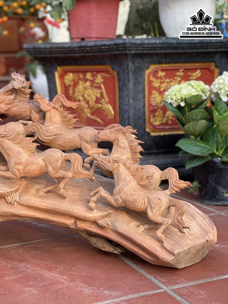 Tượng Ngựa (Bát Mã) Gỗ Hương Cao 55 Ngang 100 Sâu 33 (cm) 3