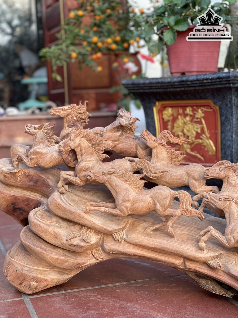 Tượng Ngựa (Bát Mã) Gỗ Hương Cao 55 Ngang 100 Sâu 33 (cm) 4