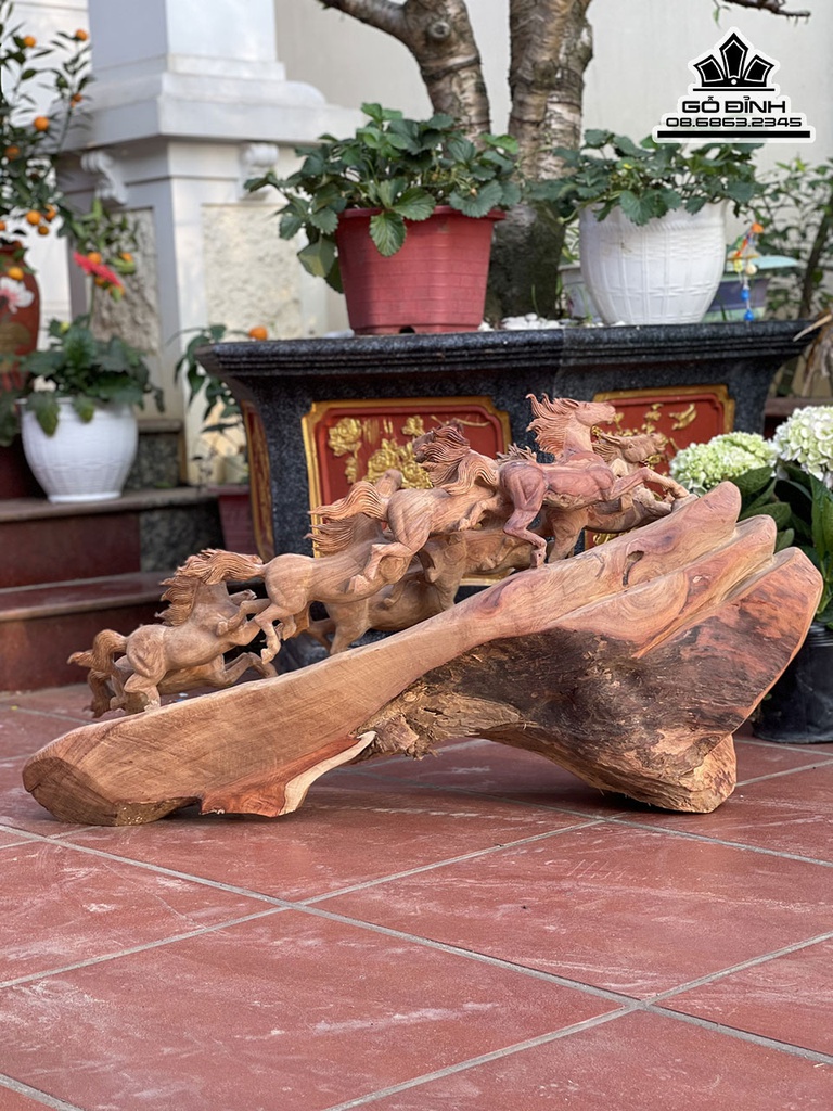Tượng Ngựa (Bát Mã) Gỗ Hương Cao 55 Ngang 100 Sâu 33 (cm)5