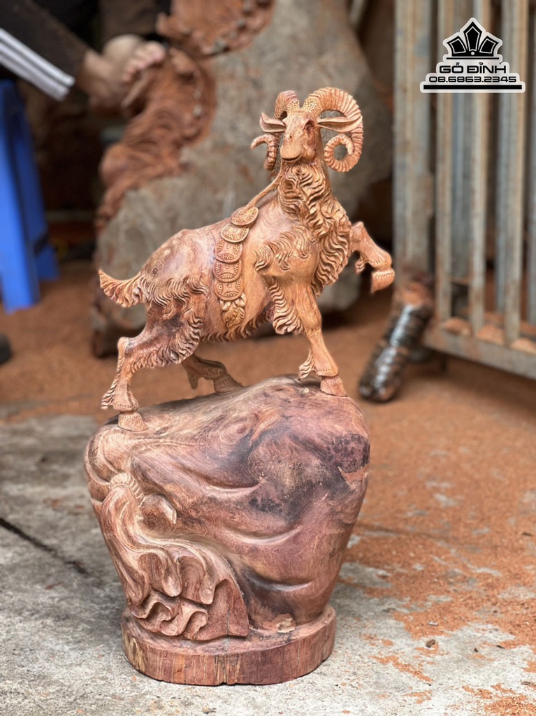 Tượng Nhất Dương Gỗ Hương Gia Lai Liền Khối Cao 61 Ngang 36 Sâu 19 (cm) 1