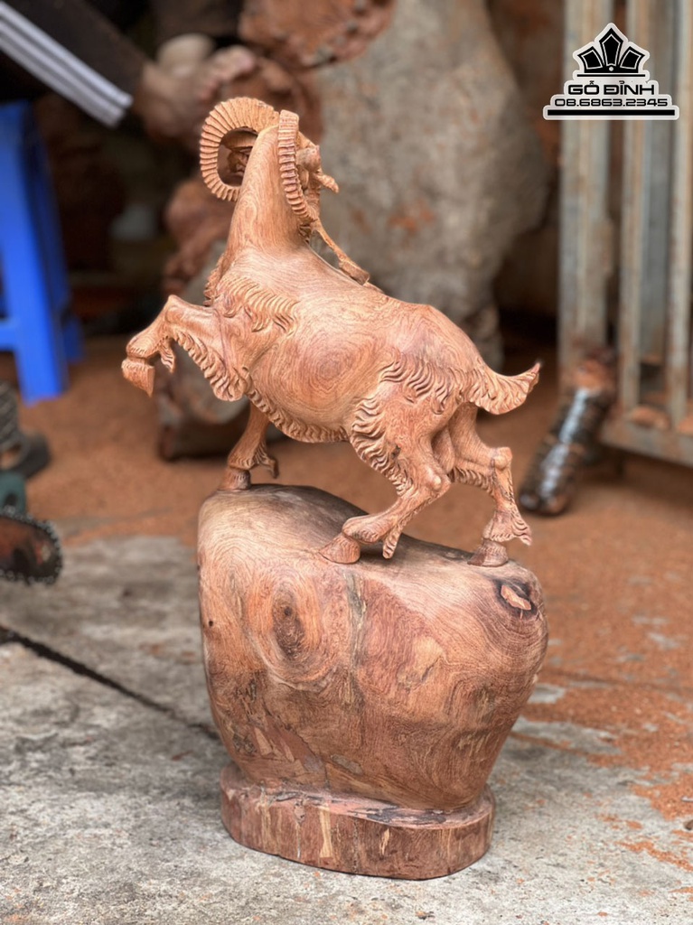 Tượng Nhất Dương Gỗ Hương Gia Lai Liền Khối Cao 61 Ngang 36 Sâu 19 (cm) 2