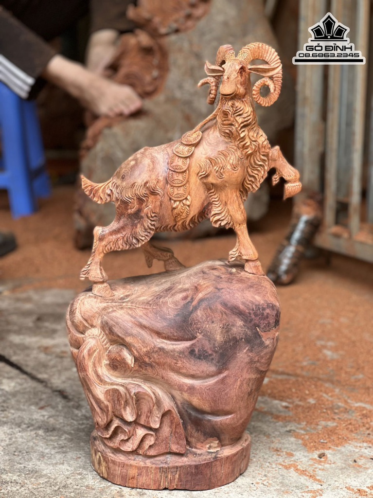 Tượng Nhất Dương Gỗ Hương Gia Lai Liền Khối Cao 61 Ngang 36 Sâu 19 (cm) 3