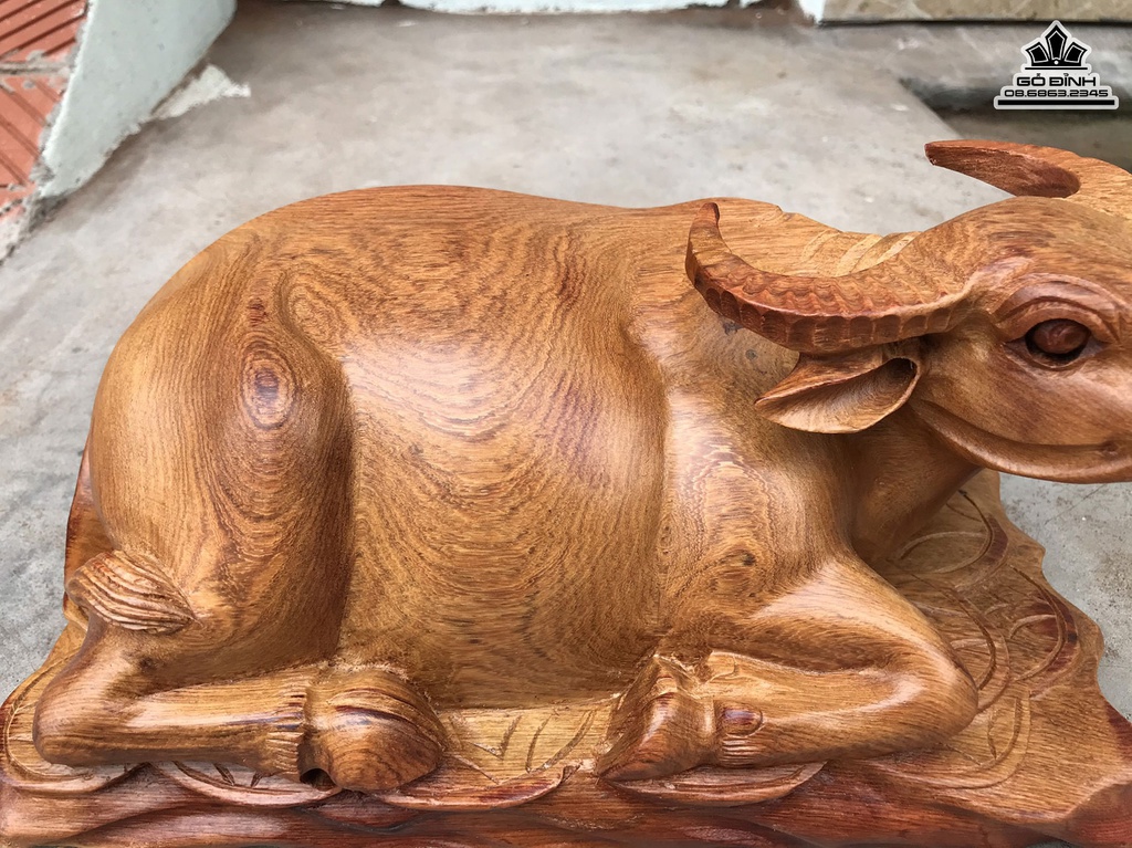 Tượng Trâu Gỗ Hương Gia Lai Liền Khối Cao 15 Ngang 32 Sâu 17 (cm) 0