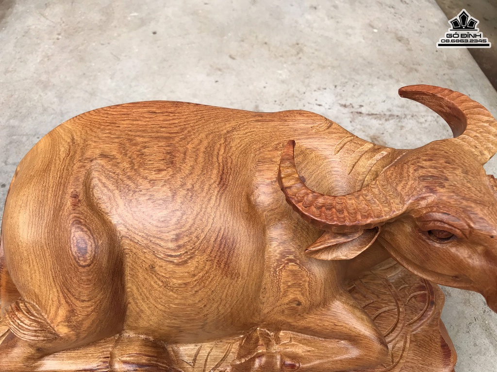 Tượng Trâu Gỗ Hương Gia Lai Liền Khối Cao 15 Ngang 32 Sâu 17 (cm) 1