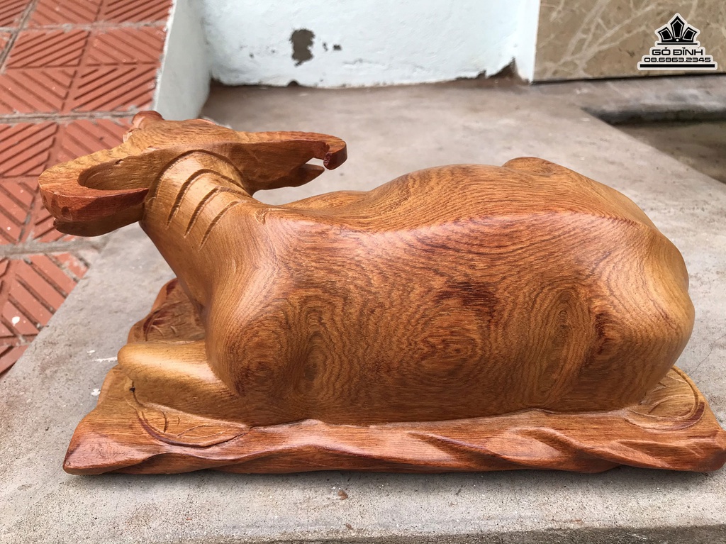 Tượng Trâu Gỗ Hương Gia Lai Liền Khối Cao 15 Ngang 32 Sâu 17 (cm)3