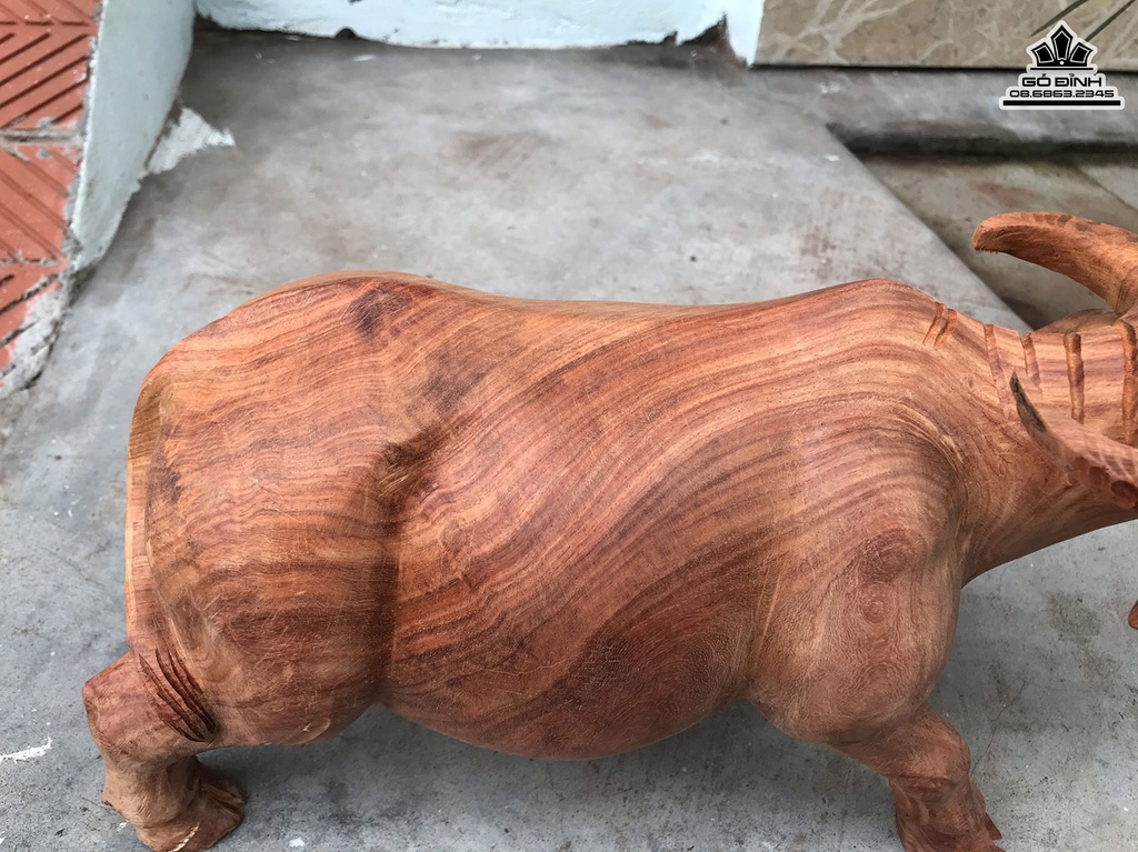 Tượng Trâu Gỗ Hương Gia Lai Liền Khối Cao 19 Ngang 40 Sâu 15 (cm) 0