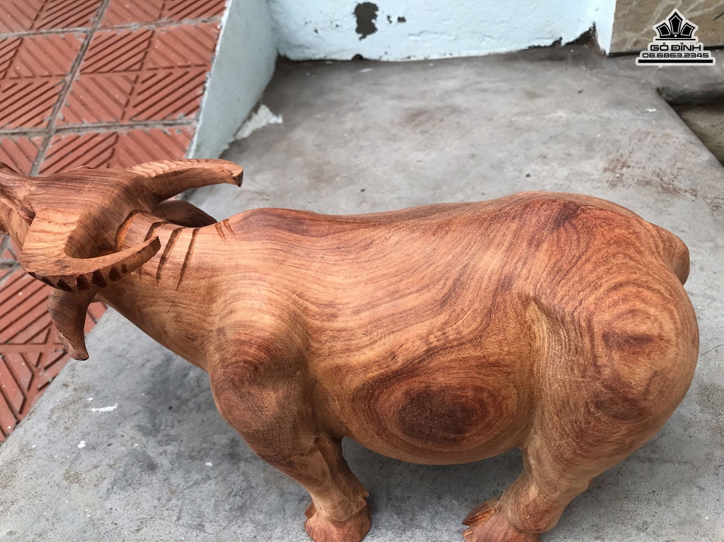 Tượng Trâu Gỗ Hương Gia Lai Liền Khối Cao 19 Ngang 40 Sâu 15 (cm) 1