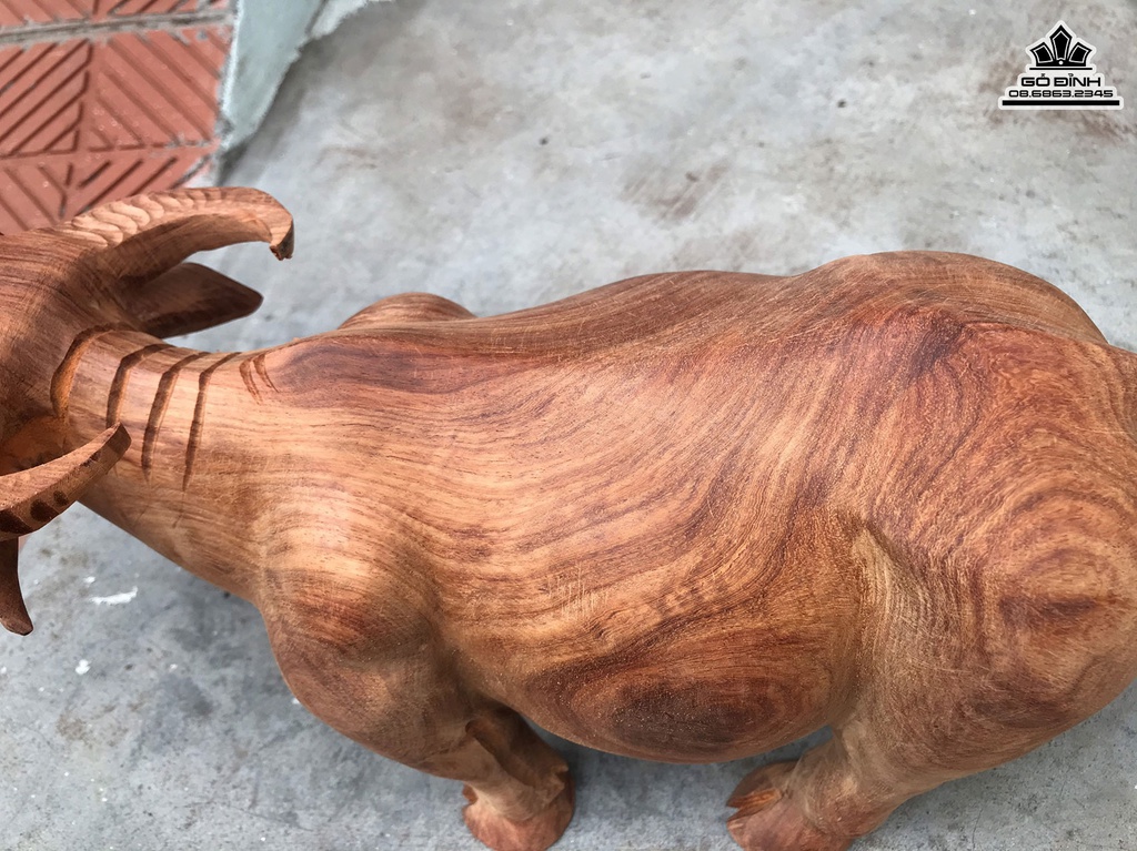 Tượng Trâu Gỗ Hương Gia Lai Liền Khối Cao 19 Ngang 40 Sâu 15 (cm)3