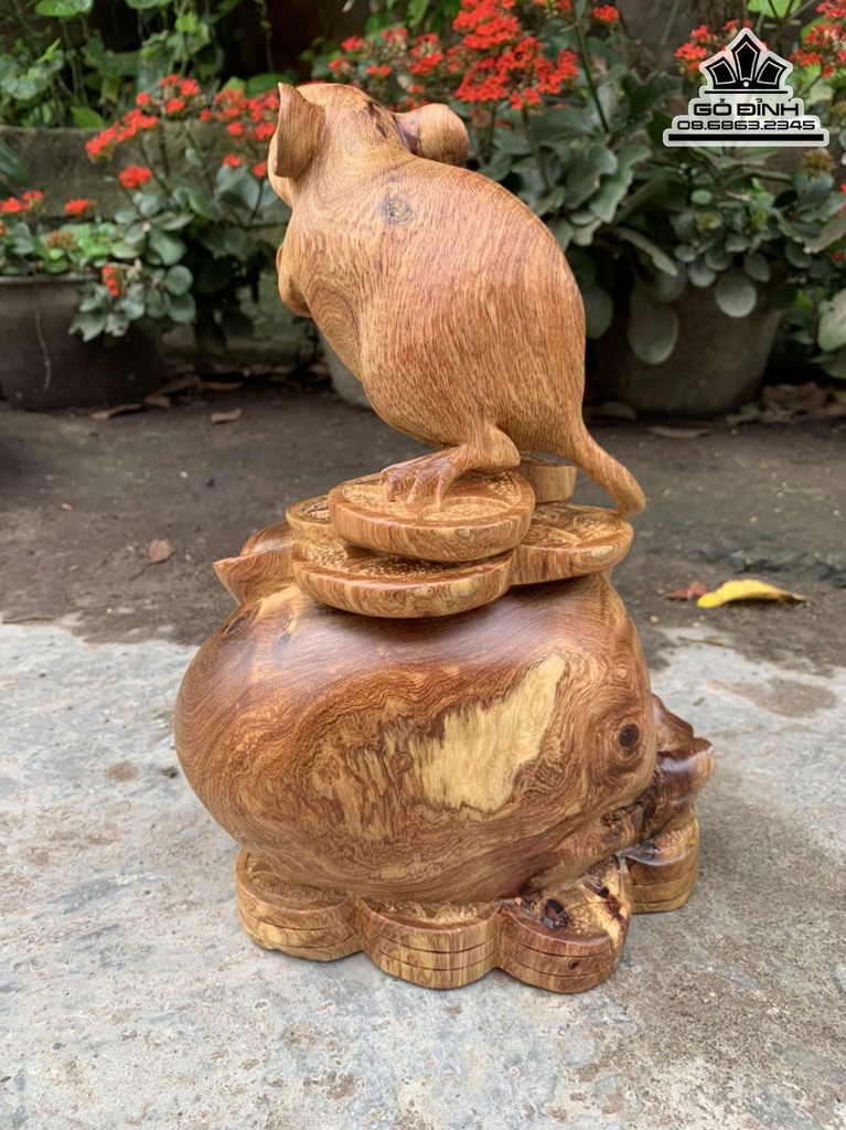 Tượng Chuột Gỗ Nu Hương Cao 30 Ngang 20 Sâu 14 (cm) 2