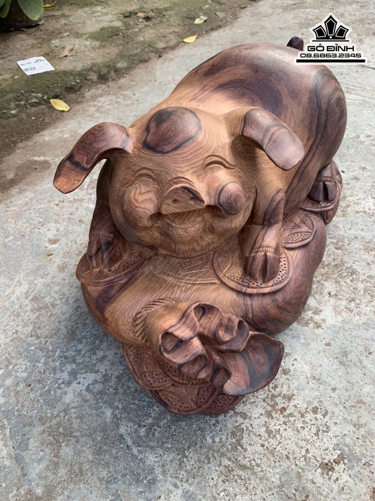 Tượng heo Gỗ Cẩm Cao 22 Ngang 40 Sâu 30 (cm) 0