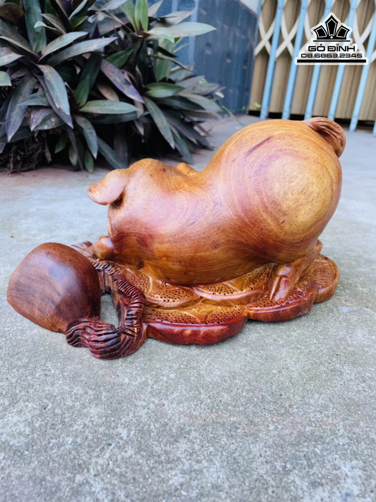 Tượng Heo Gỗ Hương Việt Cao 15 Ngang 29 Sâu 19 (cm) 0