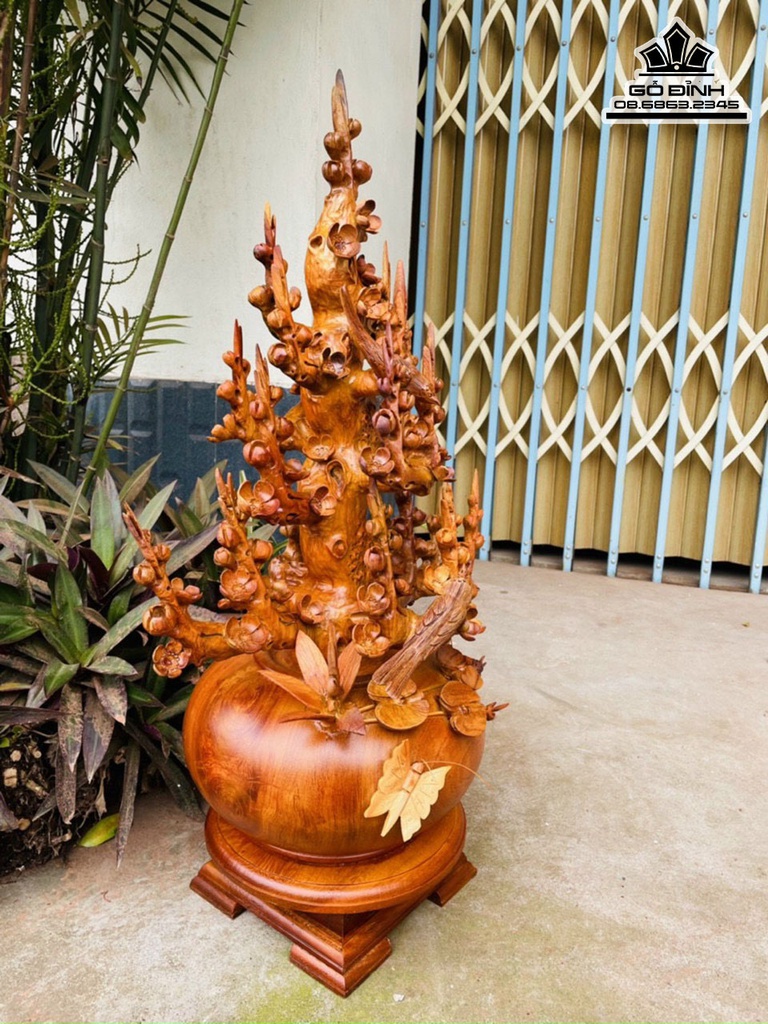 Bình Bông Mai Điểu Gỗ Hương Cao 76 Ngang 40 Sâu 28 (cm)4