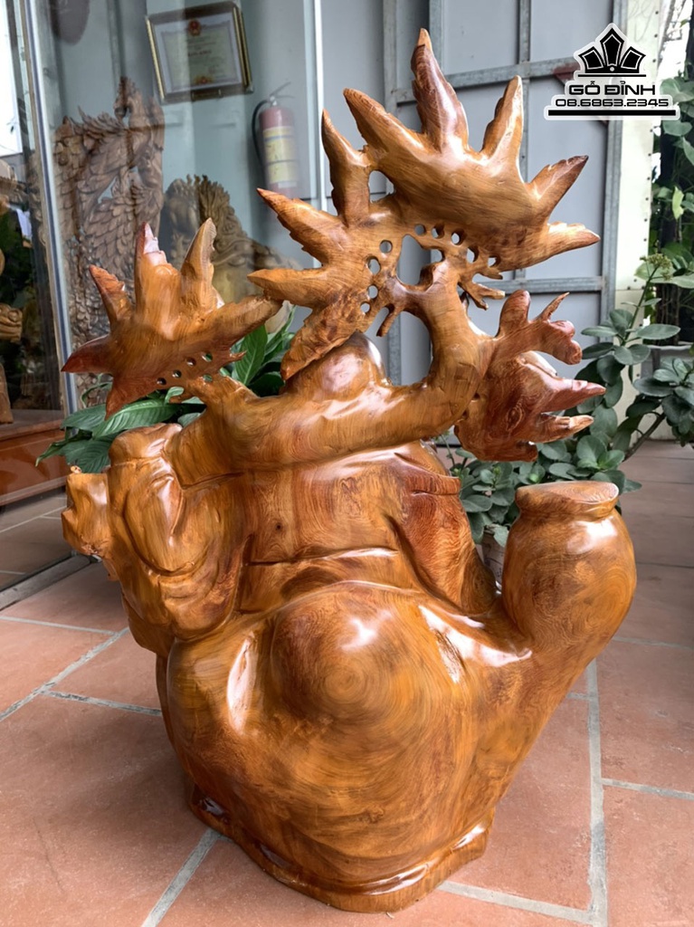 Tượng Phật Di Lặc Tam Phúc Gỗ Hương Cao 79 Ngang 62 Sâu 44 (cm) 1