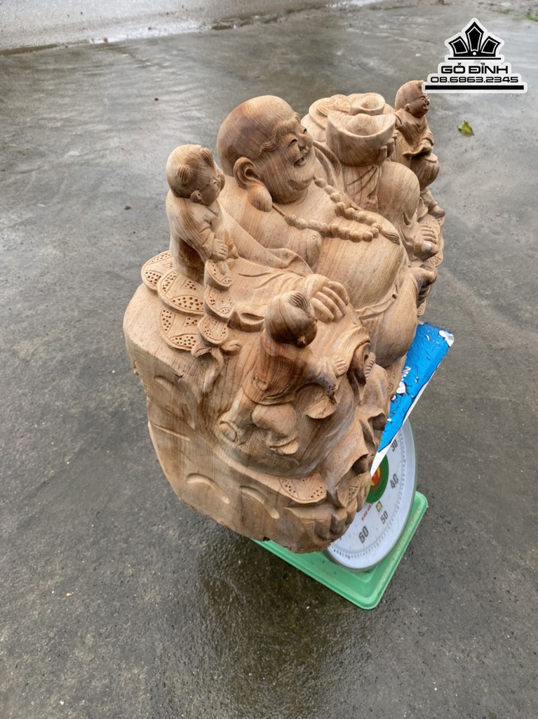 Tượng Phật Di Lặc Gỗ Ngọc Am Cao 35 Ngang 58 Sâu 24 (cm) 2