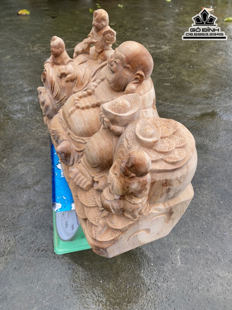 Tượng Phật Di Lặc Gỗ Ngọc Am Cao 35 Ngang 58 Sâu 24 (cm) 3