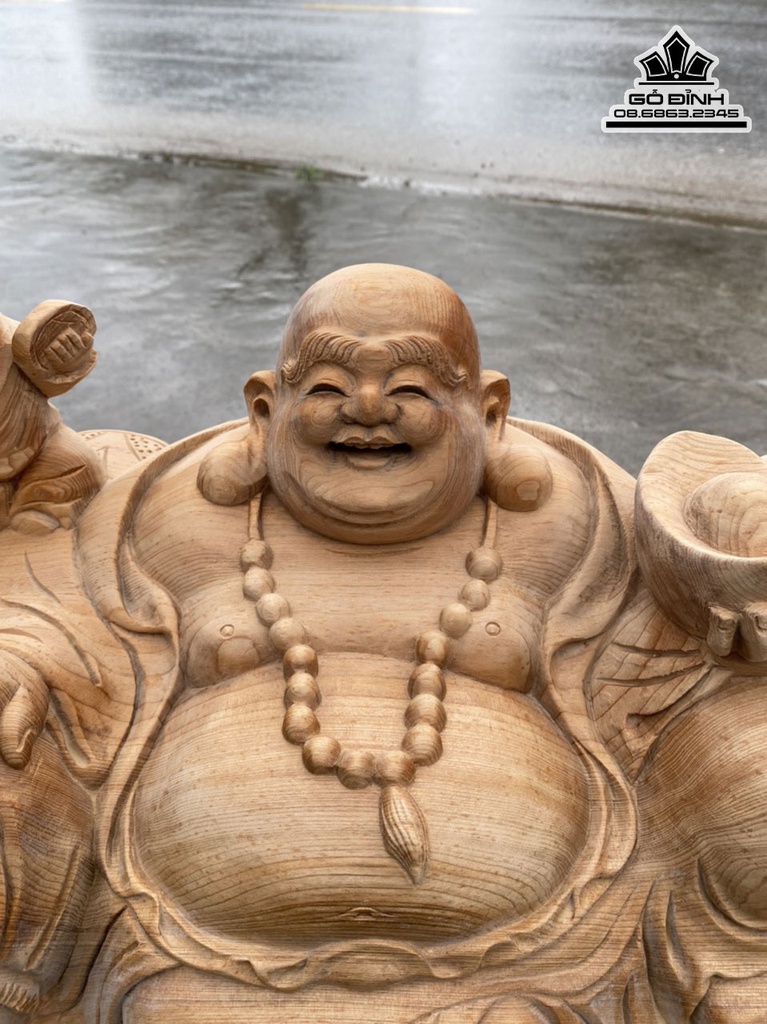 Tượng Phật Di Lặc Gỗ Ngọc Am Cao 35 Ngang 58 Sâu 24 (cm) 4
