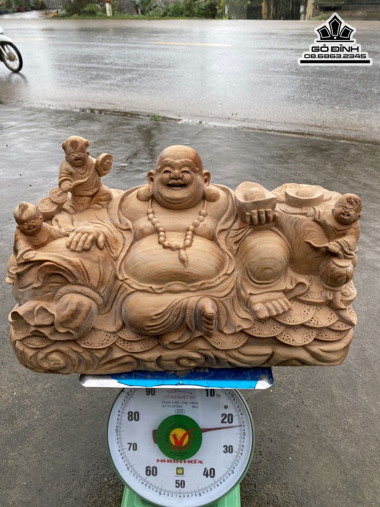 Tượng Phật Di Lặc Gỗ Ngọc Am Cao 35 Ngang 58 Sâu 24 (cm) 5