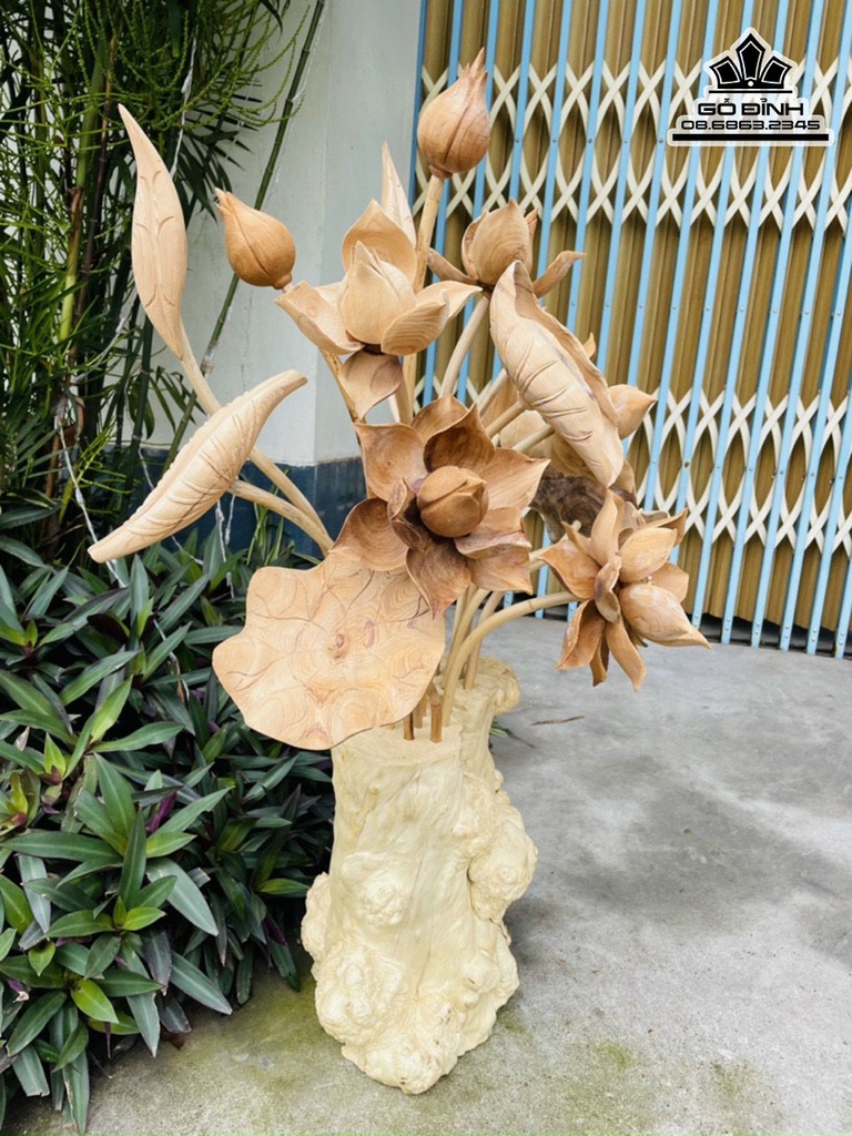 Bình Hoa Sen Gỗ Ngọc Am Cao 96 Ngang 60 Sâu 42 (cm) 1