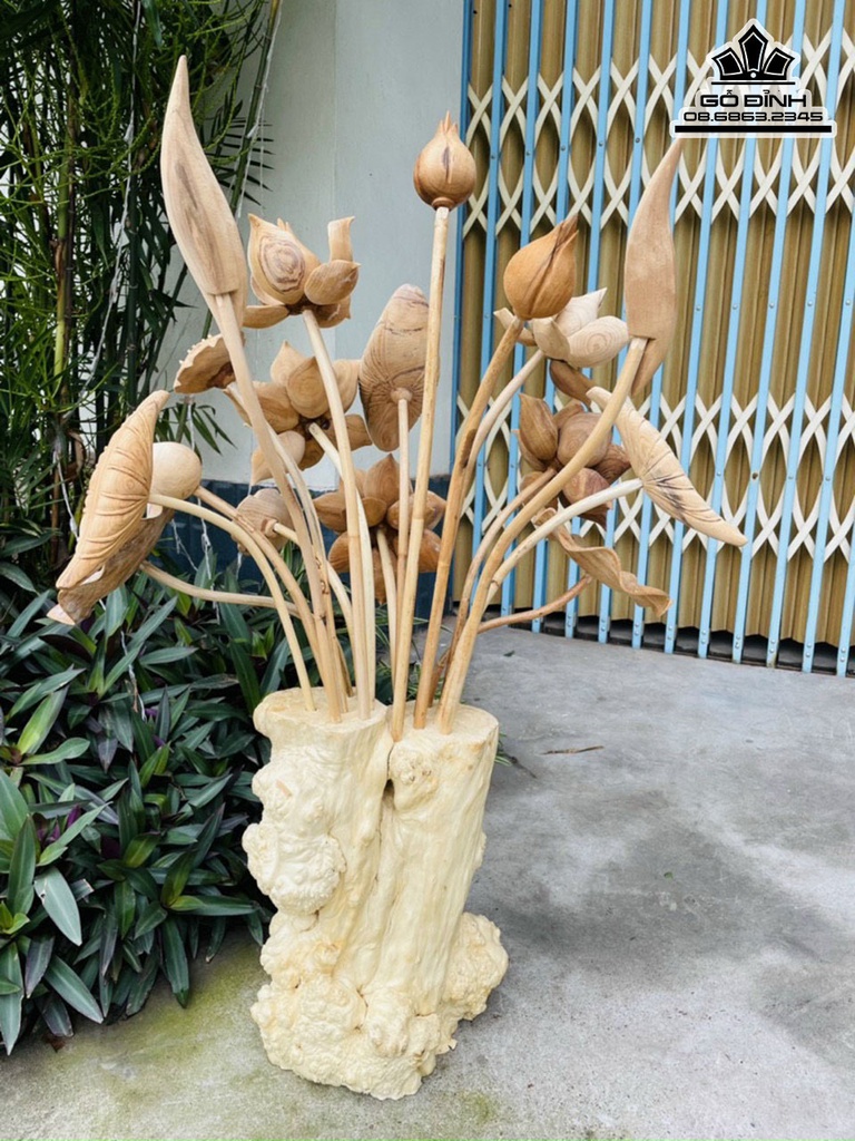 Bình Hoa Sen Gỗ Ngọc Am Cao 96 Ngang 60 Sâu 42 (cm) 2