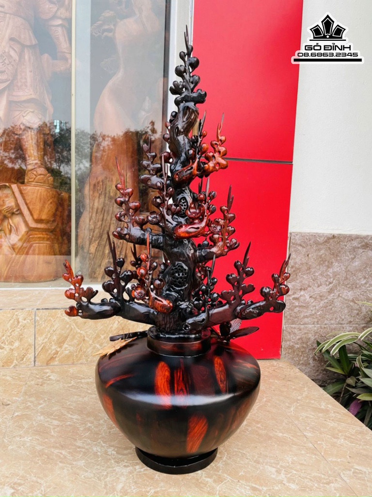 Bình Hoa Mai Gỗ Trắc Cao 80 Ngang 40 Sâu 30 (cm) 0