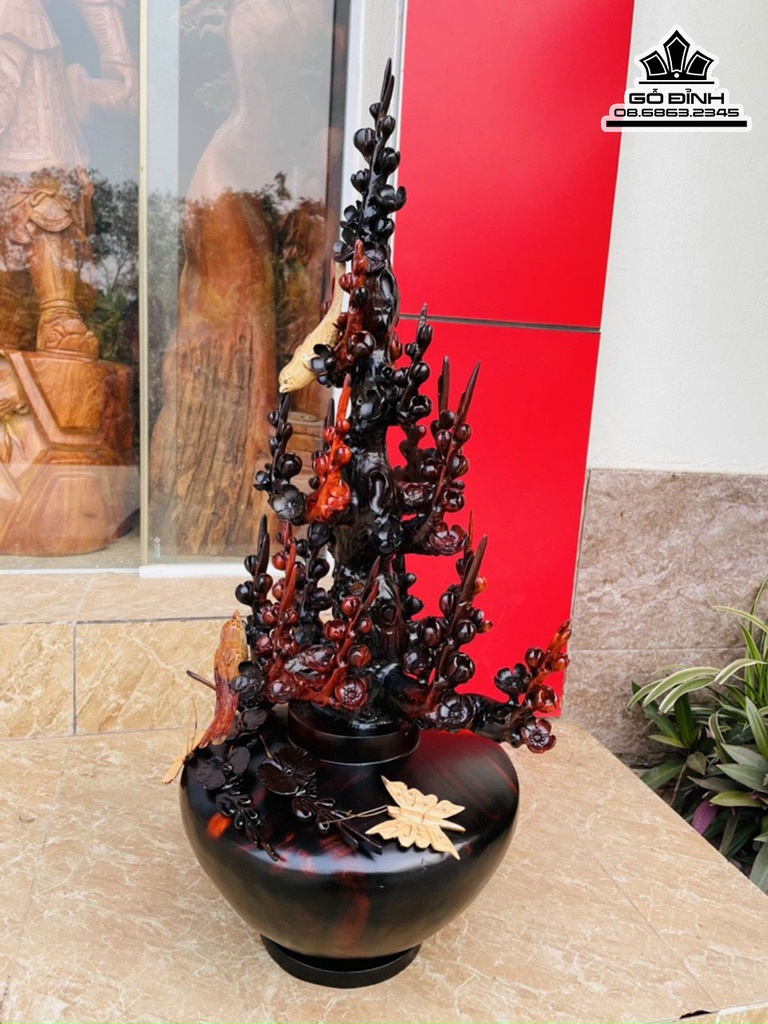 Bình Hoa Mai Gỗ Trắc Cao 80 Ngang 40 Sâu 30 (cm) 1