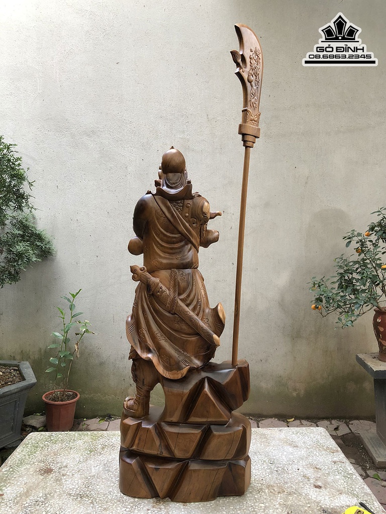 Tượng  Quan Công Gỗ Bách Xanh Cao 105 Ngang 42 Sâu 28 (cm) 3