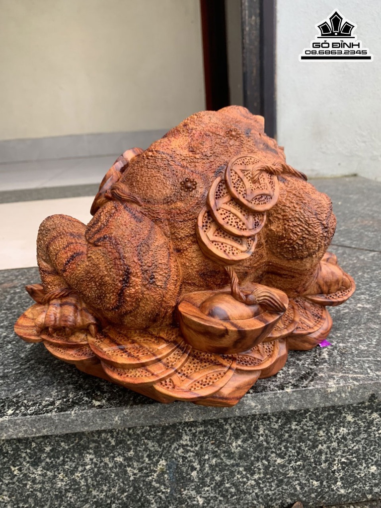 Tượng Cóc (Thiềm Thừ)Gỗ Sưa Cao 27 Ngang 20 Sâu 18 (cm) 2