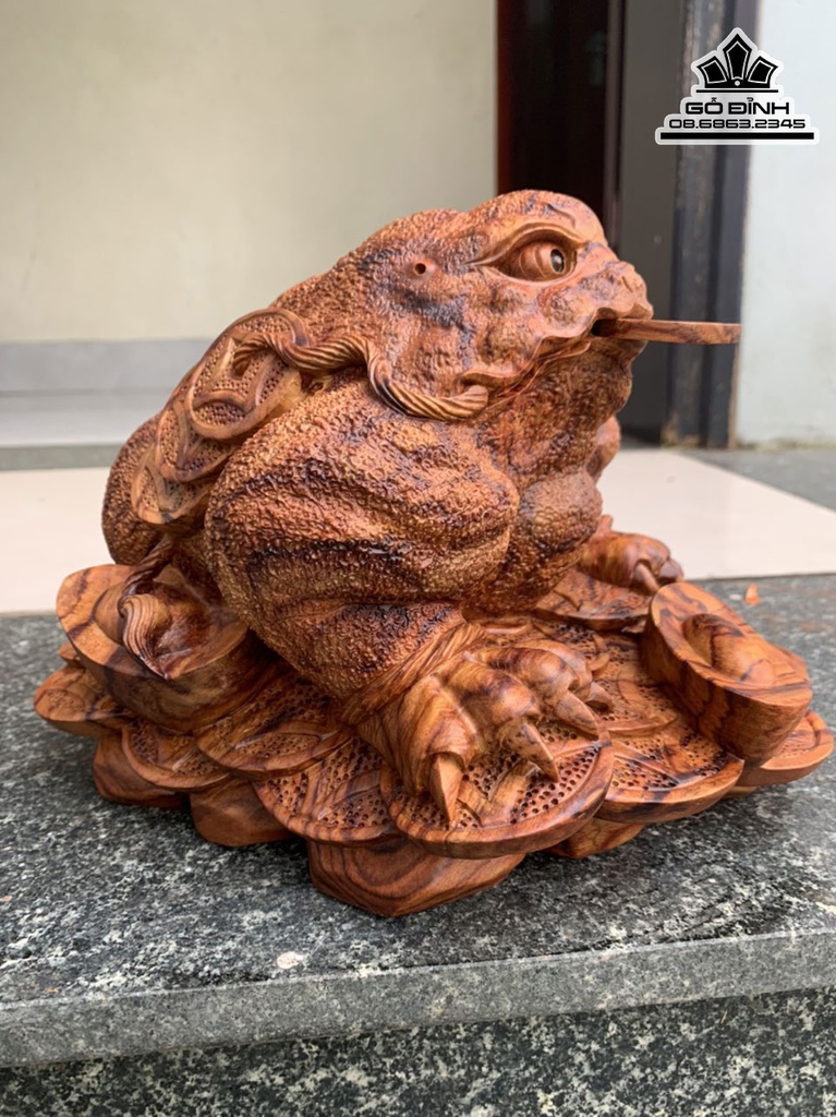 Tượng Cóc (Thiềm Thừ)Gỗ Sưa Cao 27 Ngang 20 Sâu 18 (cm) 3