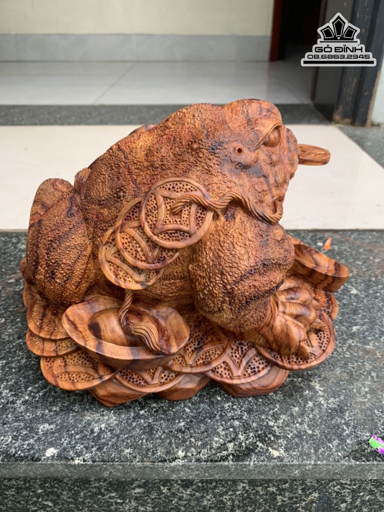 Tượng Cóc (Thiềm Thừ)Gỗ Sưa Cao 27 Ngang 20 Sâu 18 (cm) 4