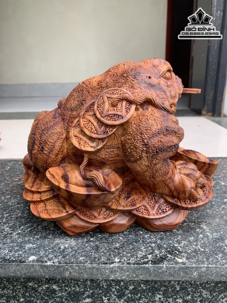 Tượng Cóc (Thiềm Thừ)Gỗ Sưa Cao 27 Ngang 20 Sâu 18 (cm)5