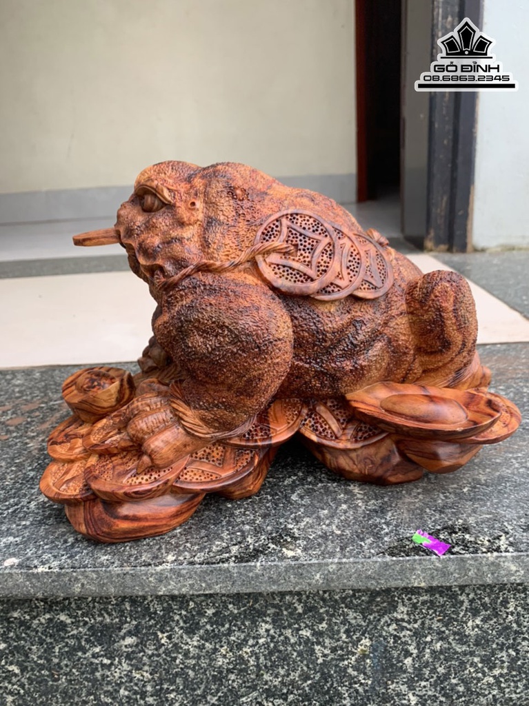 Tượng Cóc (Thiềm Thừ)Gỗ Sưa Cao 27 Ngang 20 Sâu 18 (cm)8