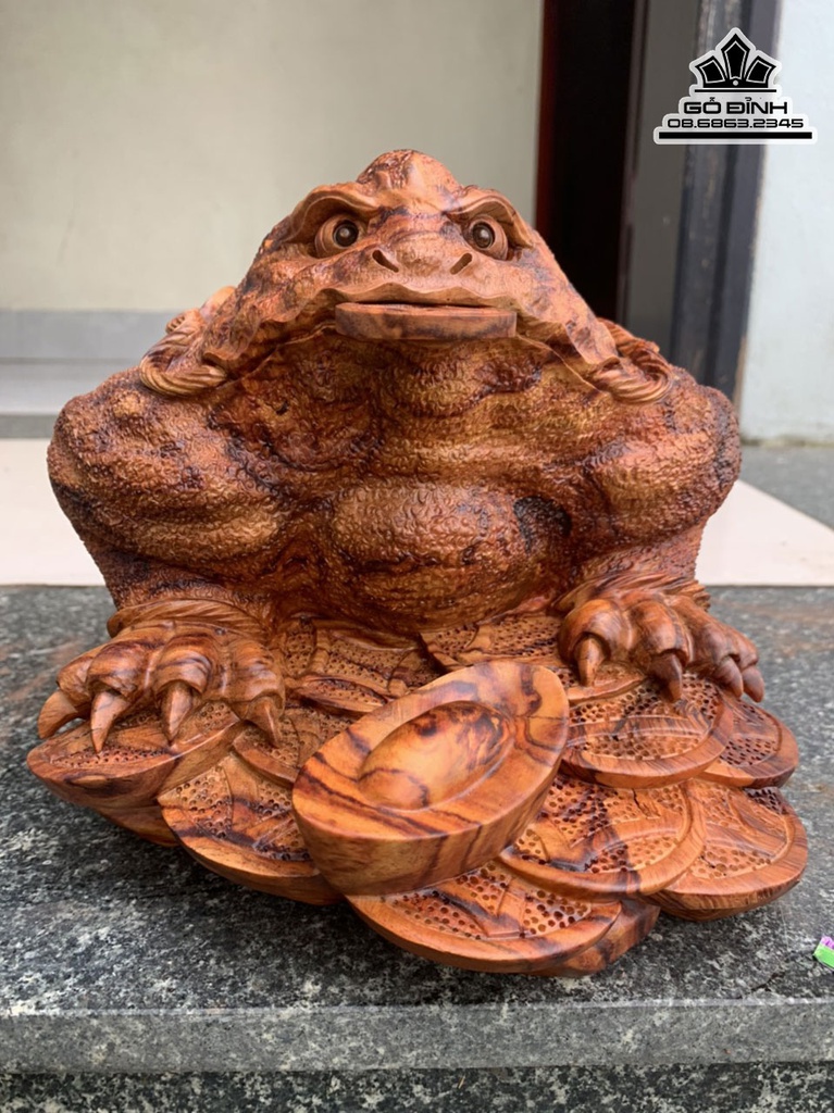 Tượng Cóc (Thiềm Thừ)Gỗ Sưa Cao 27 Ngang 20 Sâu 18 (cm) 9
