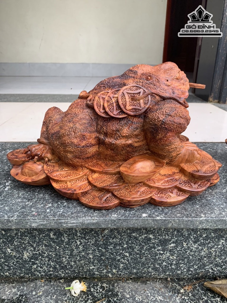 Tượng Cóc (Thiềm Thừ) Gỗ Sưa Cao 42 Ngang 29 Sâu 18 (cm) 0