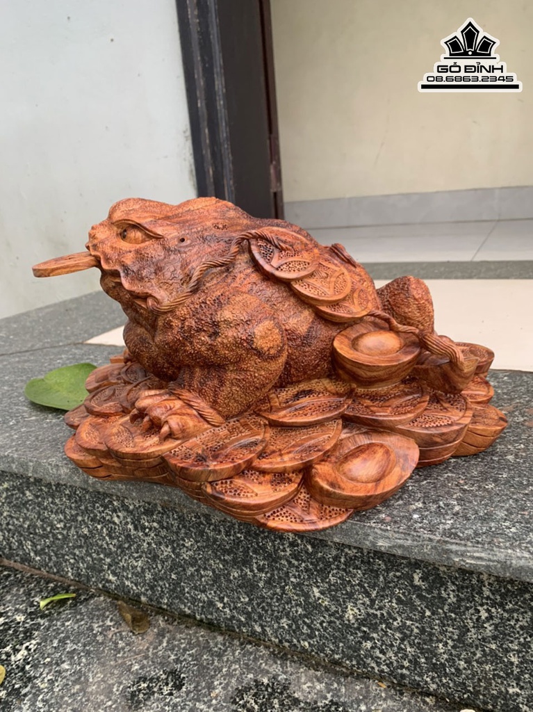 Tượng Cóc (Thiềm Thừ) Gỗ Sưa Cao 42 Ngang 29 Sâu 18 (cm) 2