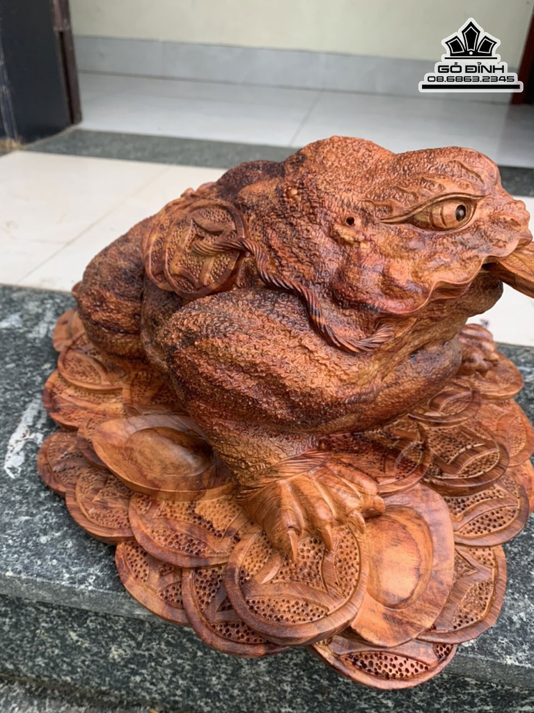 Tượng Cóc (Thiềm Thừ) Gỗ Sưa Cao 42 Ngang 29 Sâu 18 (cm) 3