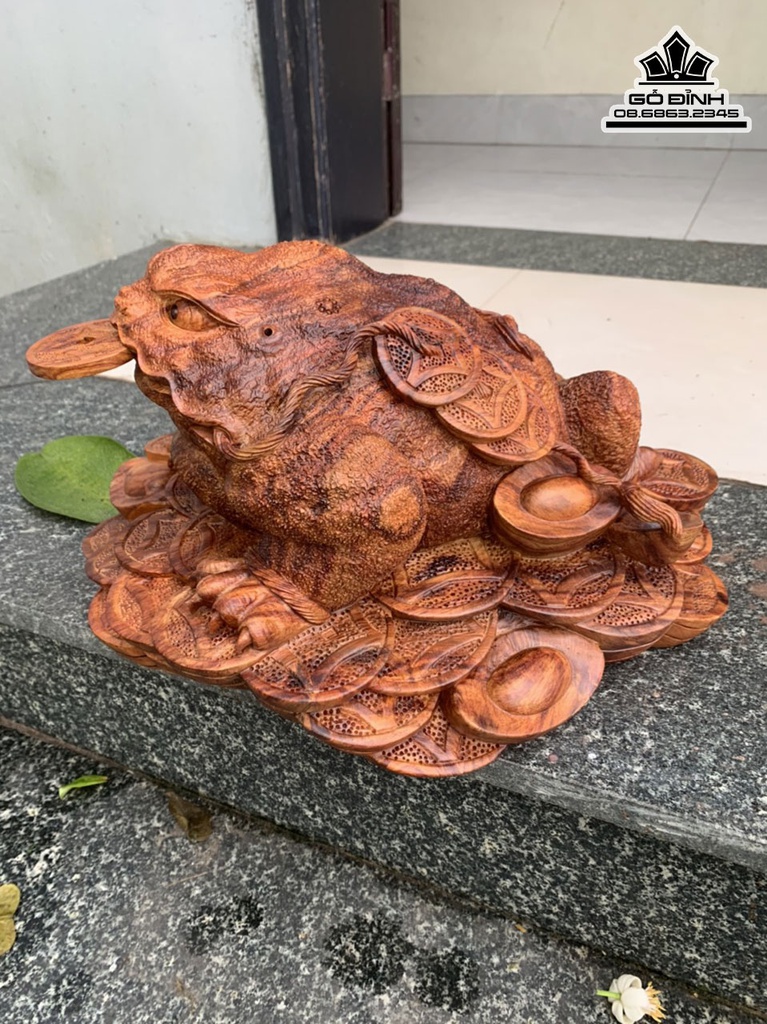 Tượng Cóc (Thiềm Thừ) Gỗ Sưa Cao 42 Ngang 29 Sâu 18 (cm) 4