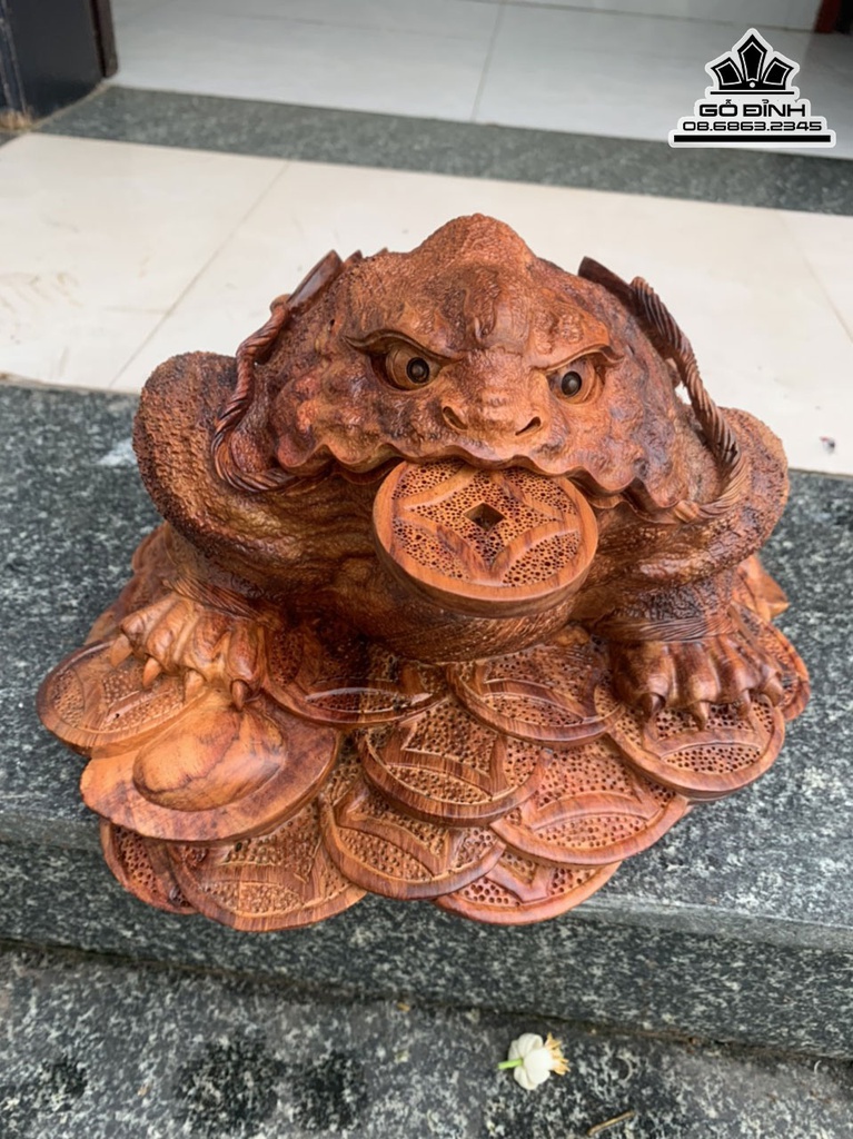 Tượng Cóc (Thiềm Thừ) Gỗ Sưa Cao 42 Ngang 29 Sâu 18 (cm)5