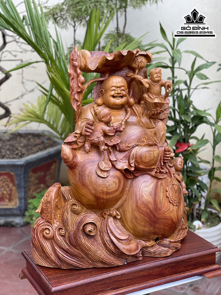 Tượng Phật Di Lặc Gỗ Hương Cao Cả Kỷ 77 Ngang 58 Sâu 30 (cm) 3