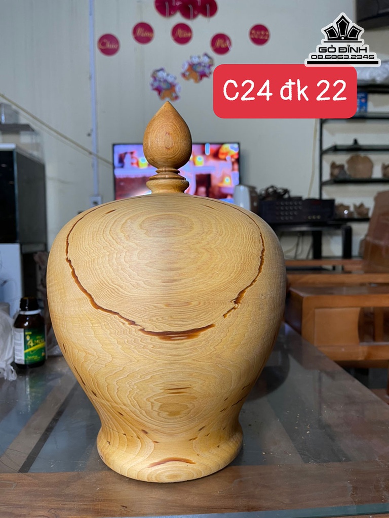 Bình Phú Quý Gỗ Ngọc Am Cao 24 Đường Kính 22 (cm) 0