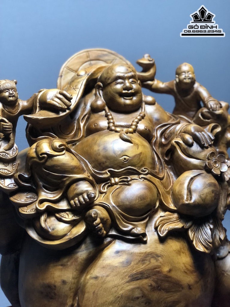 Tượng Phật Di Lặc Gỗ Nu Ngọc Am Cao 50 Ngang 42 Sâu 42 (cm) 1