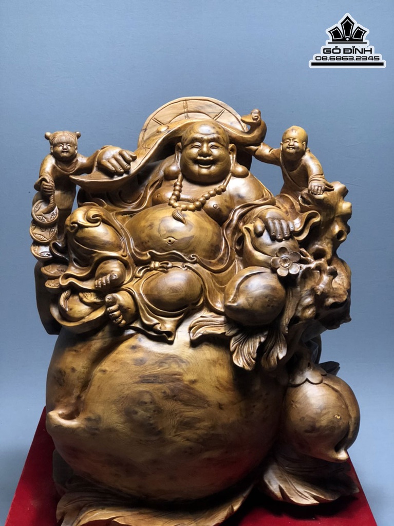 Tượng Phật Di Lặc Gỗ Nu Ngọc Am Cao 50 Ngang 42 Sâu 42 (cm) 3