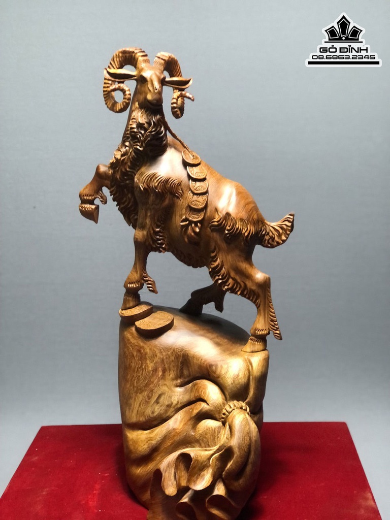 Tượng Dê Nhất Dương  Gỗ Hương Cao 52 Ngang 27 Sâu 22 (cm) 0