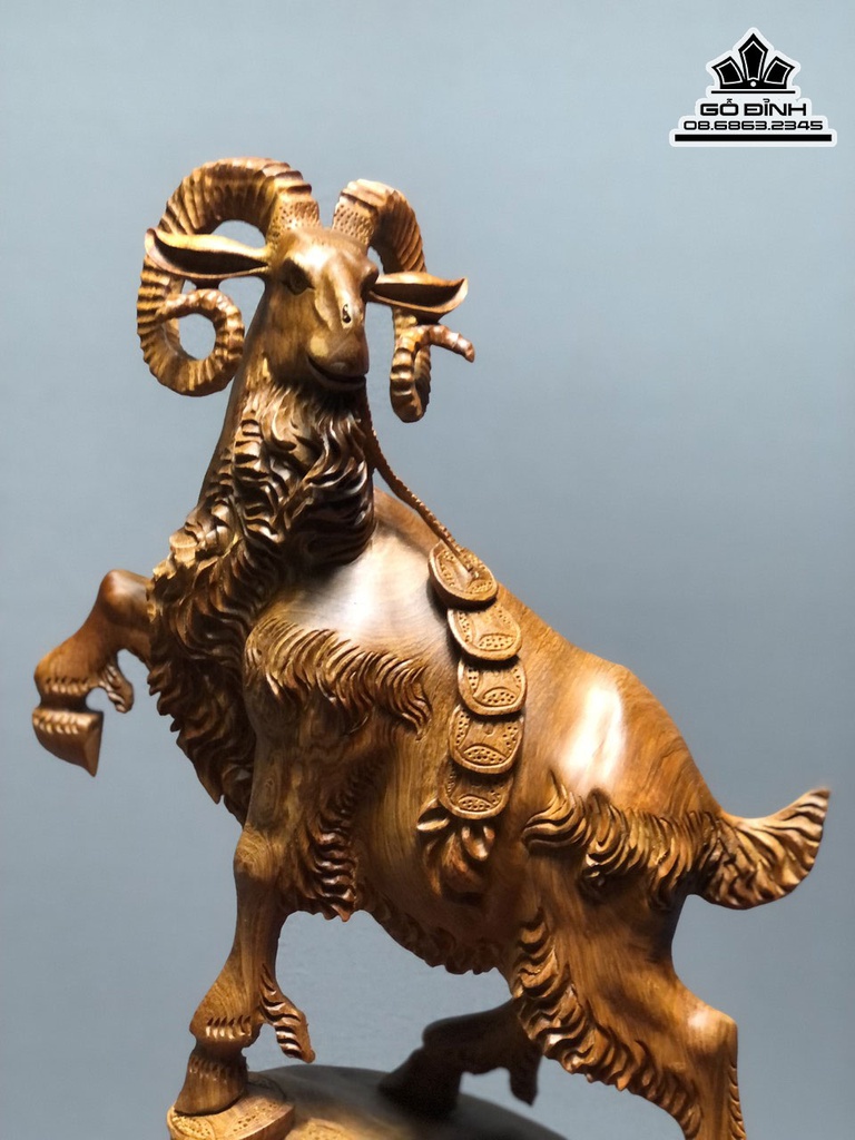 Tượng Dê Nhất Dương  Gỗ Hương Cao 52 Ngang 27 Sâu 22 (cm) 3