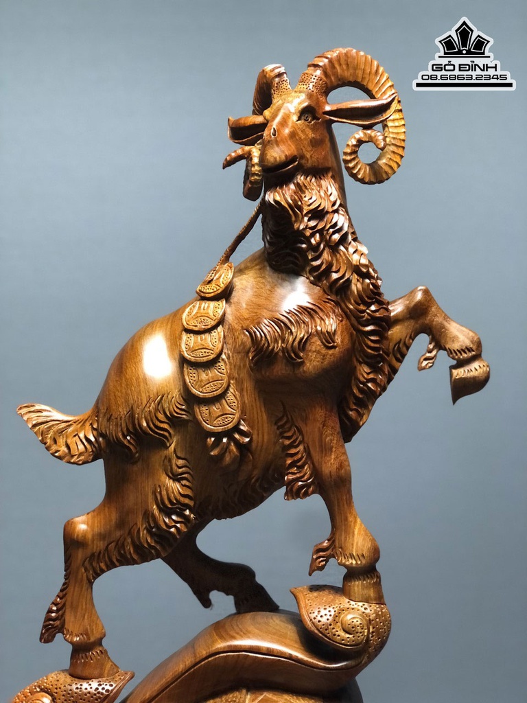 Tượng Dê Nhất Dương Gỗ Hương Cao 64 Ngang 31 Sâu 24 (cm) 2