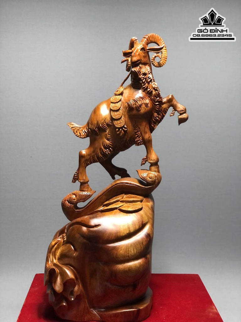 Tượng Dê Nhất Dương Gỗ Hương Cao 64 Ngang 31 Sâu 24 (cm) 3