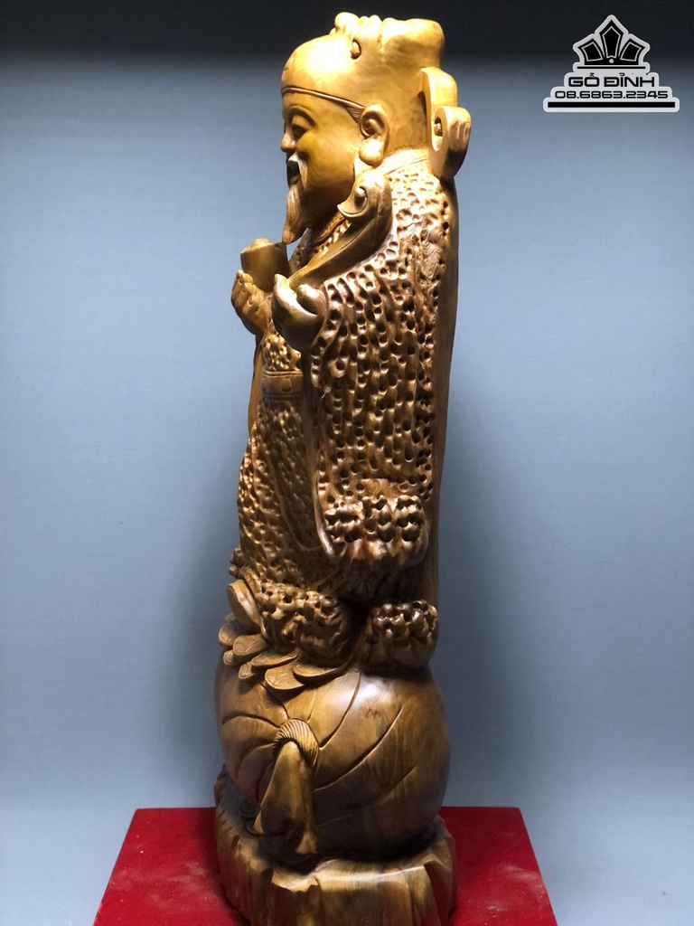 Tượng Thần Tài Gỗ Ngọc Am Cao 88 Ngang 41 Sâu 22 (cm) 3