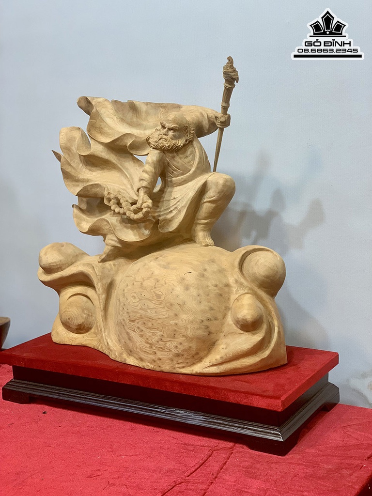 Tượng Đạt Ma Sư Tổ Gỗ Nu Ngọc Am Cao 60 Ngang 48 Sâu 16 (cm) 2